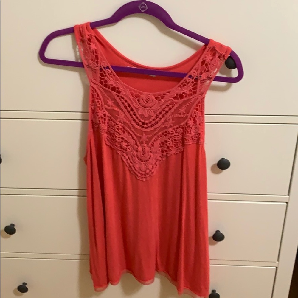 Coral Lace Top